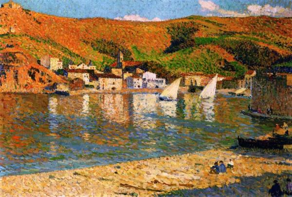 The Hills Over The Port Of Collioure by Henri Martin