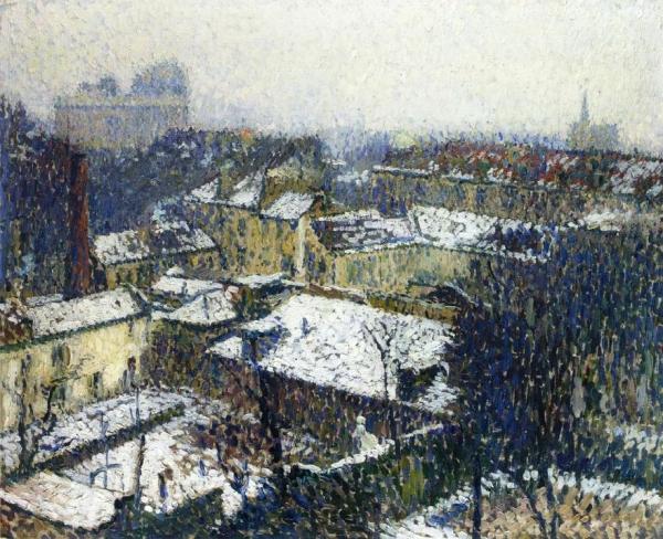 The Roofs Of Paris In The Snow, The View From The Artist's Studio by Henri Martin