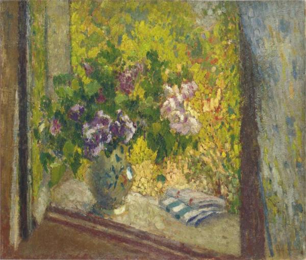 Vase Of Flowers In A Window by Henri Martin