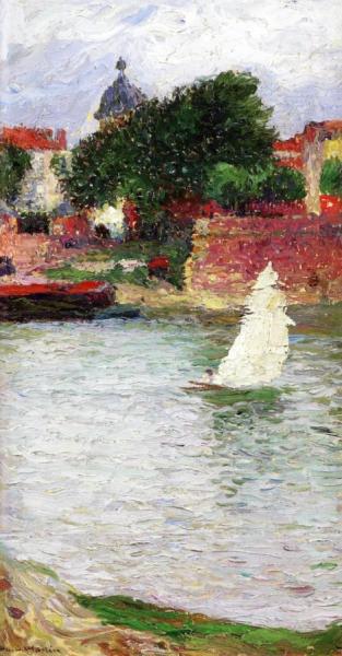 Voilier Sur La Garonne Devant L'Église Saint-pierre à Toulouse by Henri Martin