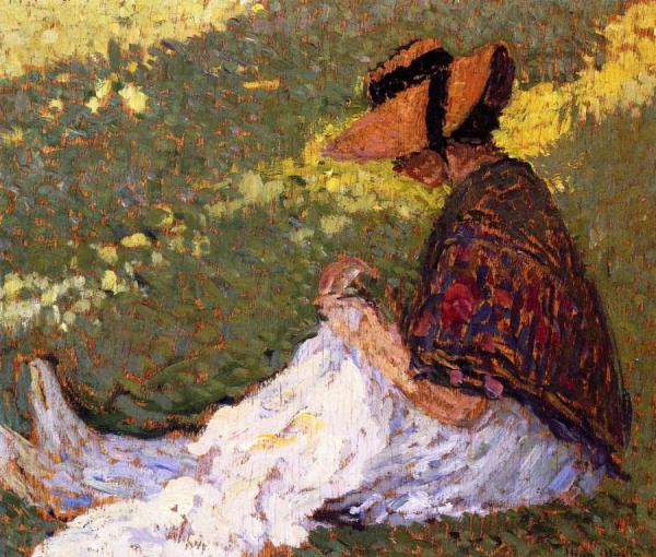 Woman On The Grass by Henri Martin