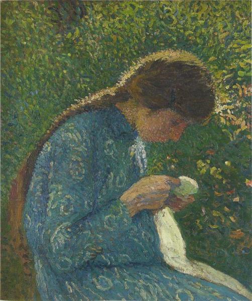 Young Girl Sewing by Henri Martin
