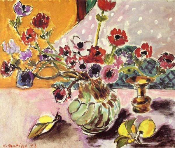 Anemones In A Vase With Godrons by Henri Matisse Oil Painting Reproductions