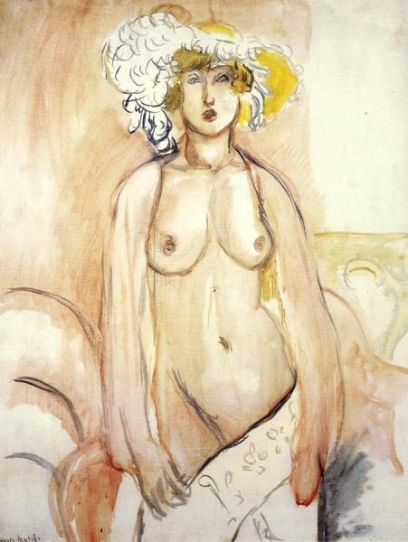 Antoinette With Feathered Hat, Nude Torso Standing by Henri Matisse