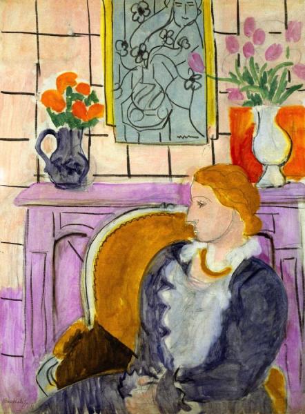 Blue Dress In Ocher Armchair by Henri Matisse Oil Painting Reproductions