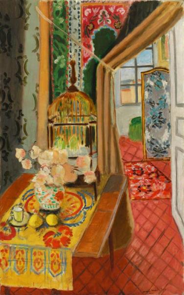 Interior: Flowers And Parakeets by Henri Matisse
