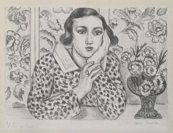 Jeune Fille Accoudee Au Paravent Fleuri by Henri Matisse