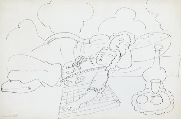 Le Repos Des Modeles, Fond Ornemental Et Damier by Henri Matisse