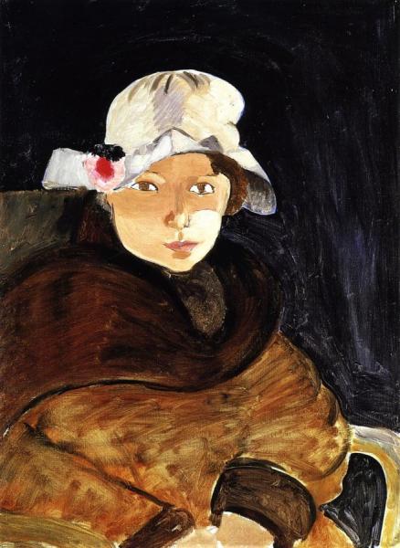 Mlle Matisse In A Scottish Plaid Coat by Henri Matisse