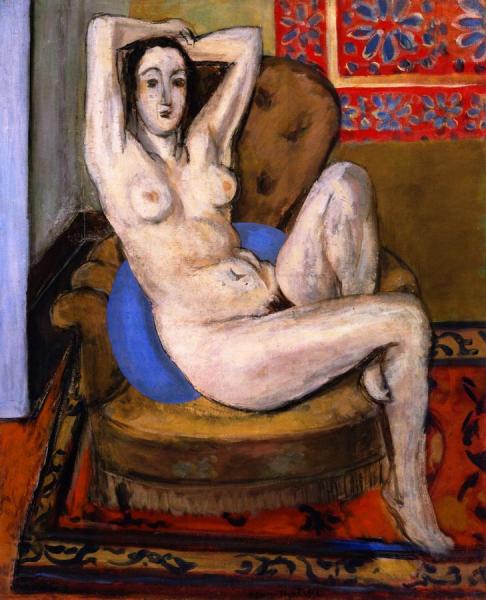 Nude On A Blue Cushion by Henri Matisse