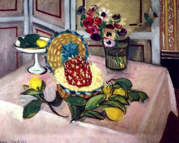 Pink Tablecloth, Lemons And Anemones by Henri Matisse