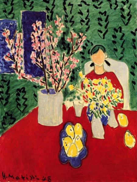 Plum Blossoms, Green Background by Henri Matisse