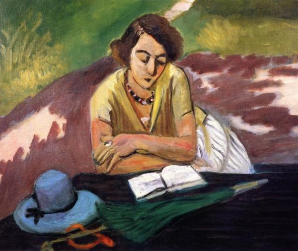 Reader Outdoors, Umbrella On The Table by Henri Matisse