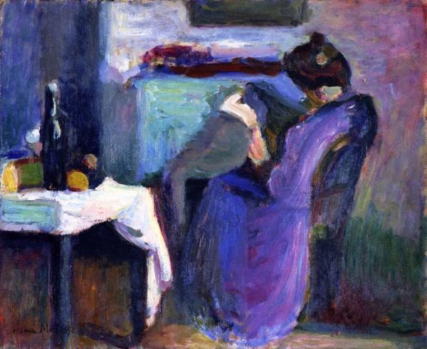 Reading Woman In Violet Dress by Henri Matisse