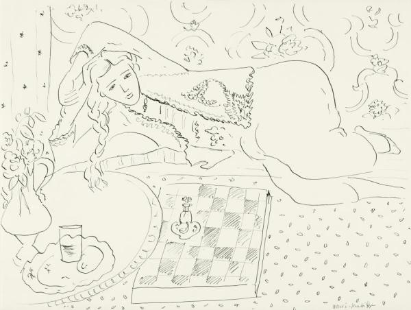 Reclining Odalisque With Checkerboard by Henri Matisse