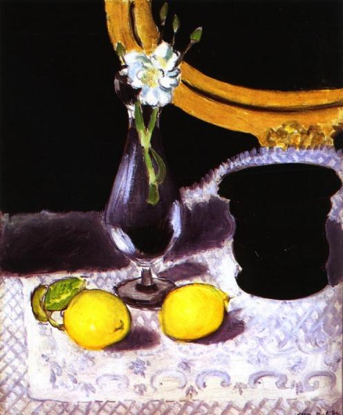 Still Life With A Vase Of Flowers, Lemons And Mortar by Henri Matisse