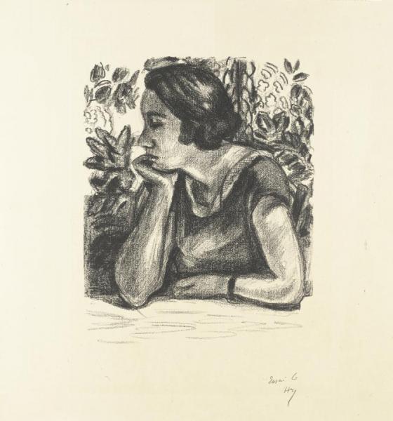 Visage De Profil Reposant Sur Un Bras, Paravent Louis Xiv by Henri Matisse