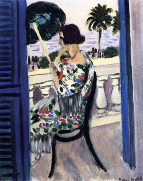Woman On A Balcony With Green Umbrella In Profile by Henri Matisse