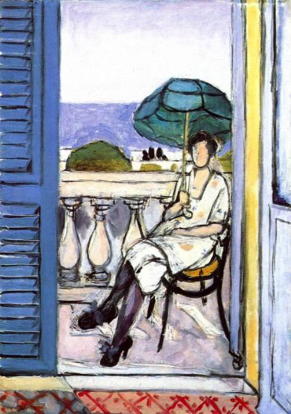 Woman With A Green Parasol On A Balcony by Henri Matisse
