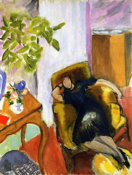 Young Girl In Black, In Yellow Armchair by Henri Matisse