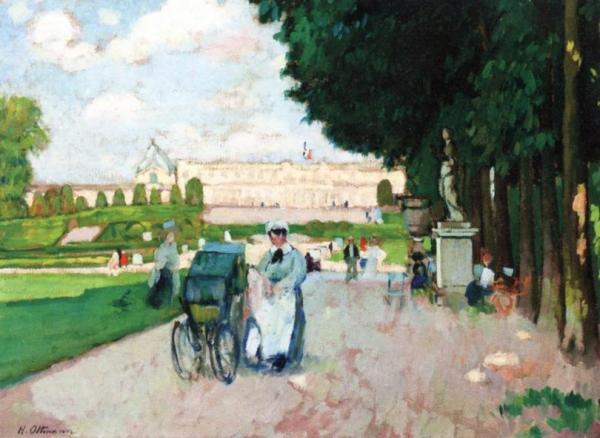 A Walk In The Luxembourg Garden by Henri Ottmann Oil Painting Reproductions