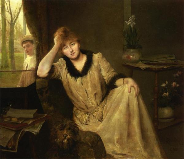 Portrait Of A Woman In An Elegant Interior by Henri Rondel