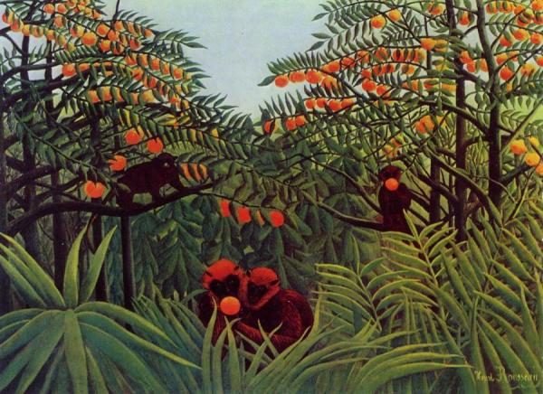 Henri Rousseau Apes In The Orange Grove
