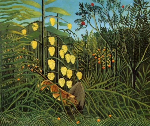 Combat Of A Tiger And A Buffalo by Henri Rousseau
