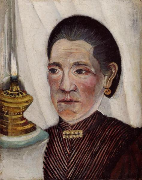 Portrait Of The Artist's Second Wife With A Lamp by Henri Rousseau