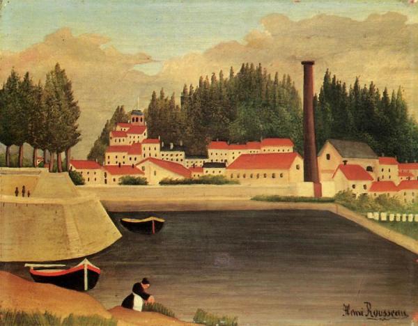 Village Near A Factory by Henri Rousseau