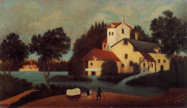 Wagon In Front Of The Mill by Henri Rousseau