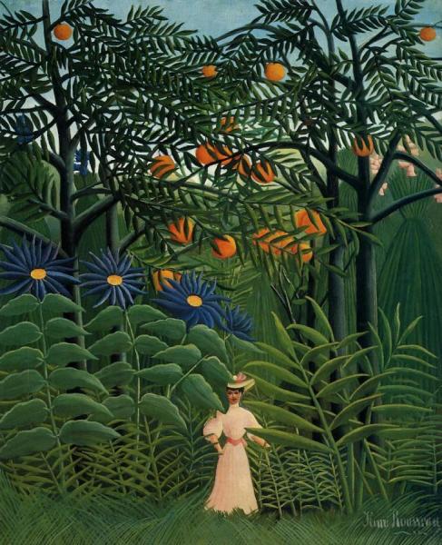 Henri Rousseau Woman Walking In An Exotic Forest