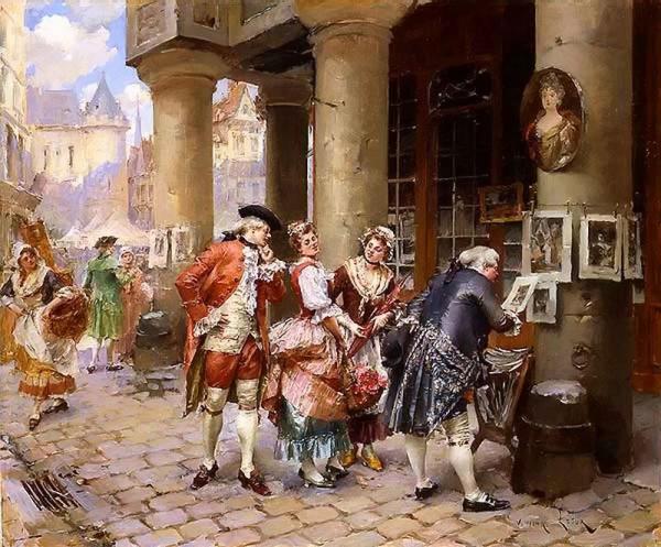 At The Street Market by Henri Victor Lesur Oil Painting Reproductions