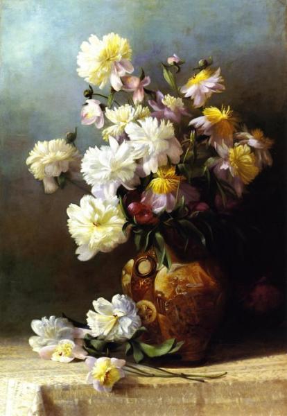 Peonies In An Oriental Vase by Henrietta Augusta Granbery Oil Painting Reproductions