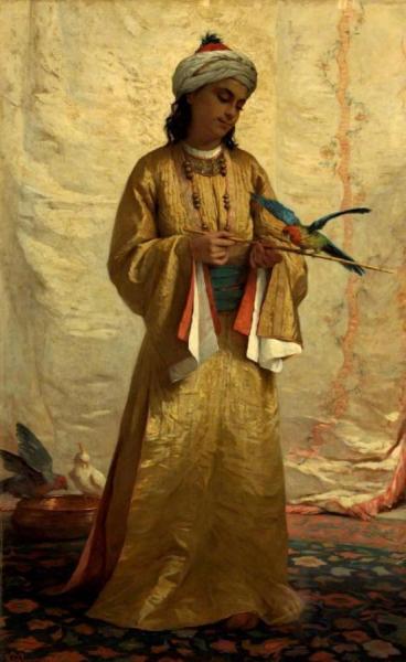 A Moorish Girl With A Parakeet by Henriette Browne Oil Painting Reproductions