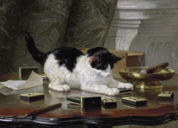 Katjesspel by Henriette Ronner-knip
