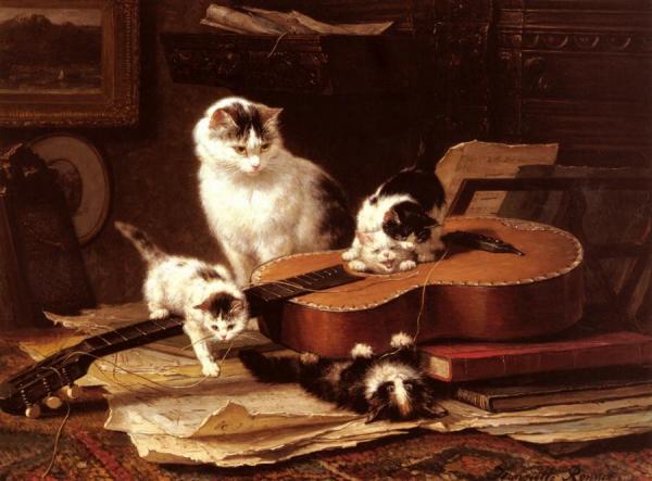 Henriette Ronner-knip Playing With The Guitar
