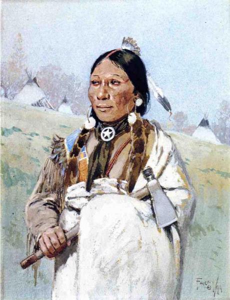 Indian With Tomahawk by Henry F. Farny