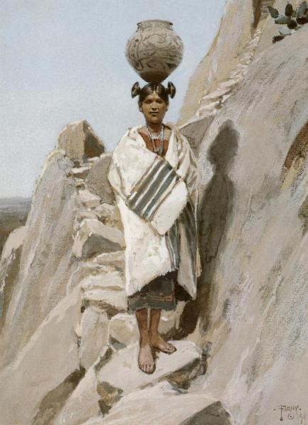Moki Maiden-walpi, First Mesa by Henry F. Farny