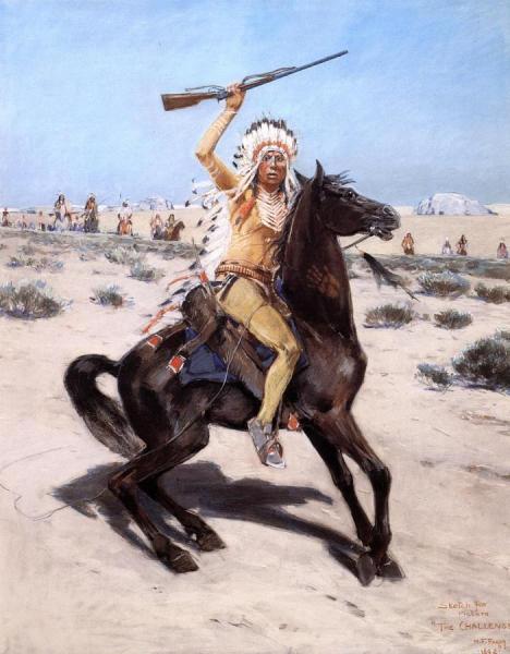 Sketch For 'the Challenge' by Henry F. Farny