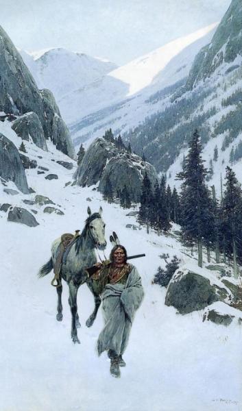 Through The Pass, Winter by Henry F. Farny