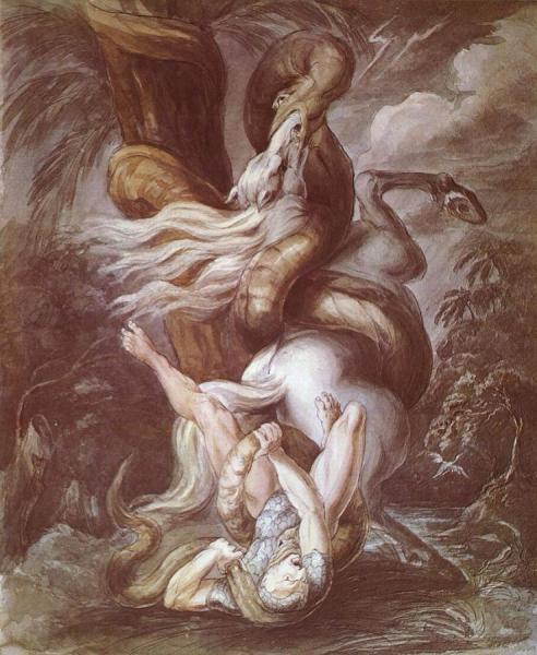Horseman Attacked By A Giant Snake by Henry Fuseli Oil Painting Reproductions