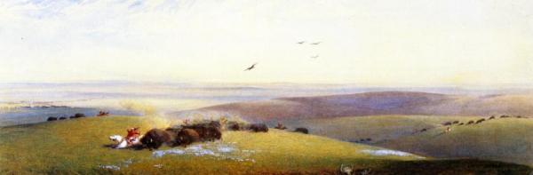 Buffalo Hunt On The Prairies by Henry George Hine