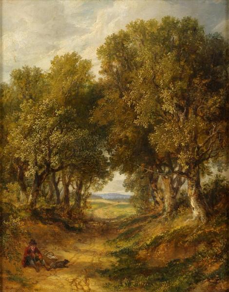 Wooded Landscape With Traveller by Henry Harris Lines