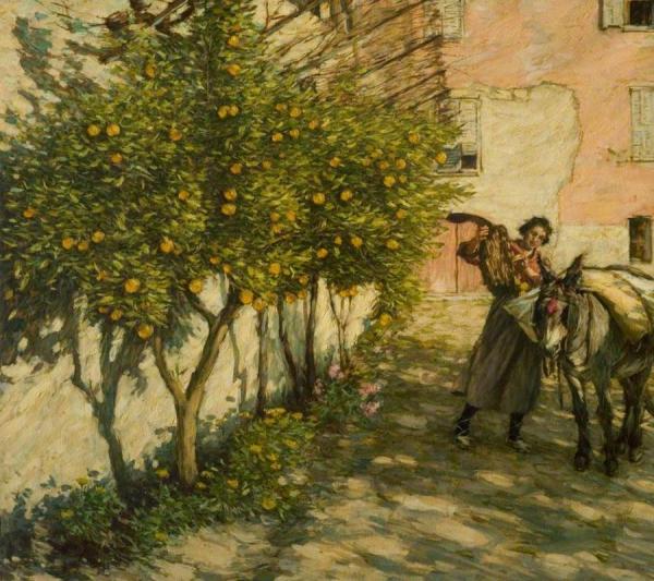 Gathering Oranges by Henry Herbert La Thangue