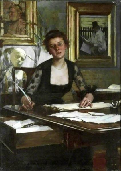 Portrait Of The Artist's Wife by Henry Herbert La Thangue Oil Painting Reproductions