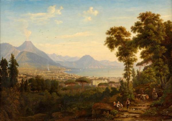 Bay Of Naples With A View Of Mount Vesuvius by Henry Jaeckel