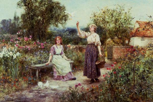 Feeding The Doves by Henry John Yeend King