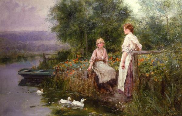 Feeding The Ducks by Henry John Yeend King Oil Painting Reproductions
