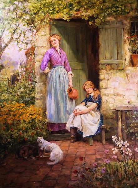Feeding Time In The Garden by Henry John Yeend King
